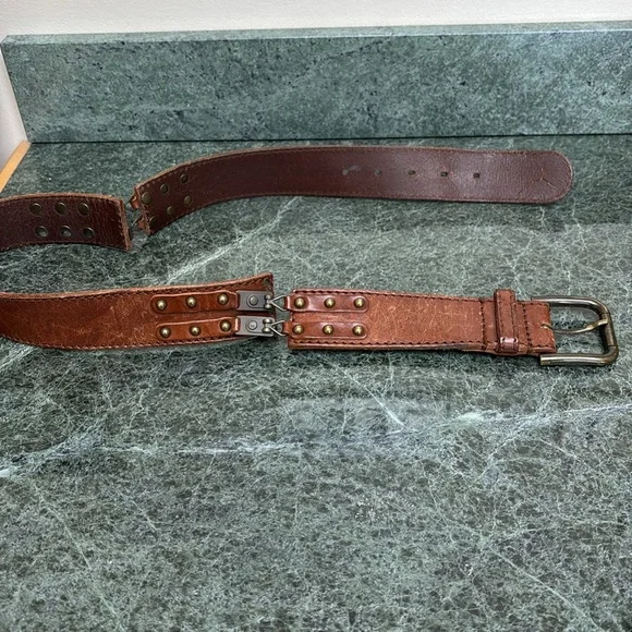 Dolce & Gabbana brown vintage leather belt with metal accents s-l400.jpg main image 2